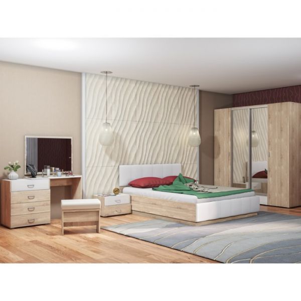 Комод Линда 300, 420х650х732, Дуб сонома/Белый