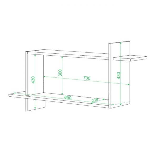 Полка навесная «ПК 16», 1000 ? 240 ? 527 мм, цвет белый
