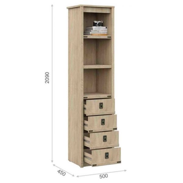 Шкаф-пенал «Валенсия», 4 ящика, 500 ? 450 ? 2090 мм, цвет дуб сонома