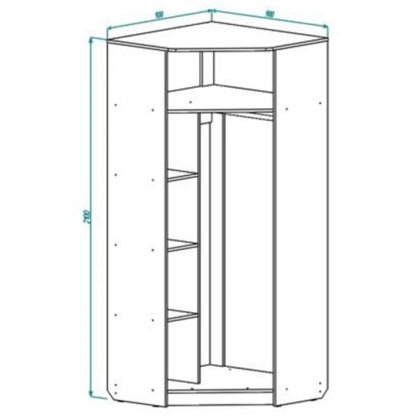 Шкаф угловой ШУ 2100х900х900 Дуб выбеленный/Венге