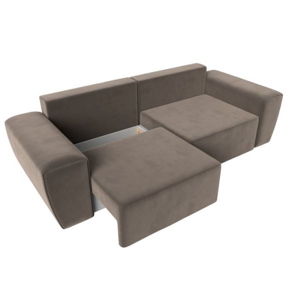 Прямой диван «Беккер», механизм еврокнижка, велюр, цвет бежевый