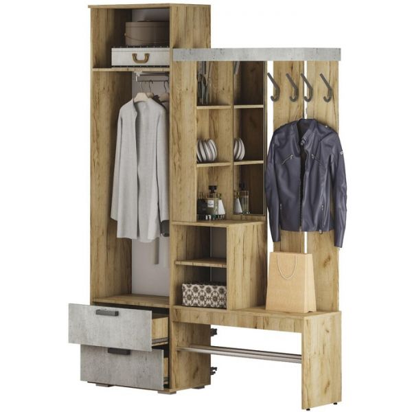 Прихожая Трамп 1500х372х2176 крафт/метрополитан грей