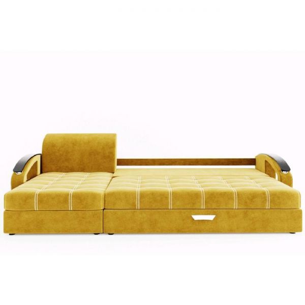 Угловой диван «Дубай», угол левый, еврокнижка, МДФ венге, цвет селфи 01, подушки селфи 03