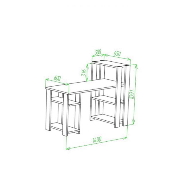 Компьютерный стол, 1400 ? 650 ? 1100 мм, цвет белый