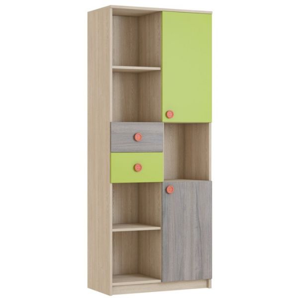 Шкаф комбинированный «Пуговка», 804 ? 425 ? 2016 мм, дуб сонома / вяз либерти тёмный /лайм