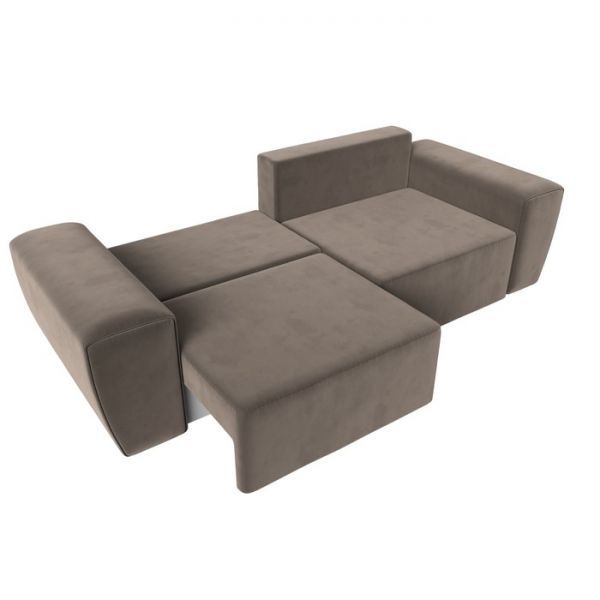 Прямой диван «Беккер», механизм еврокнижка, велюр, цвет бежевый