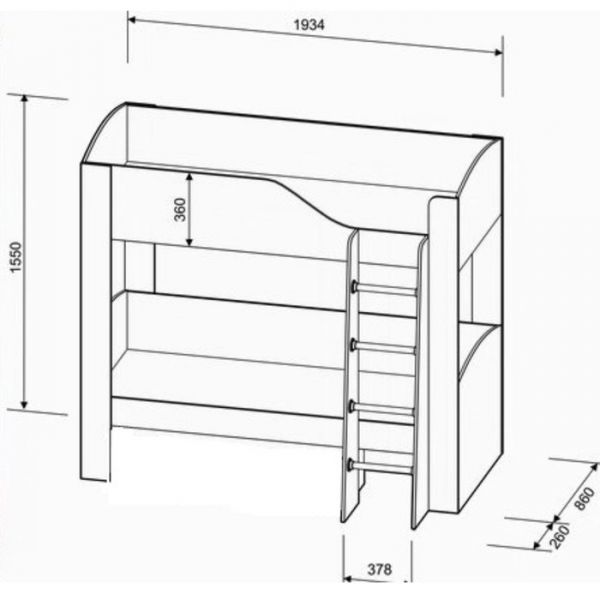 Детская двухъярусная кровать «Астра 2», без ящика, цвет белый / салатовый