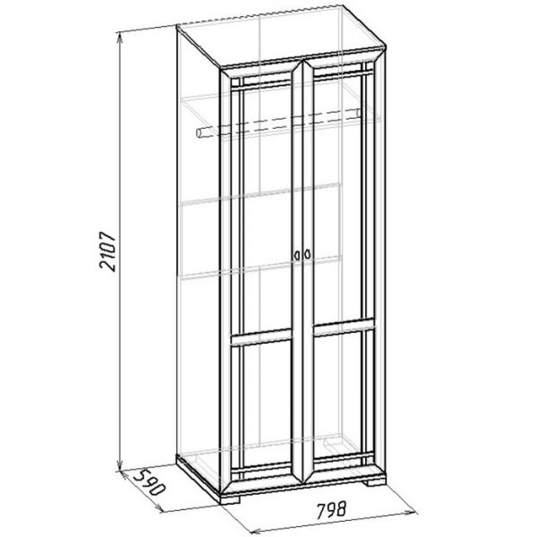 Шкаф для одежды Sherlock 12, 798 ? 590 ? 2107 мм, цвет ясень анкор светлый