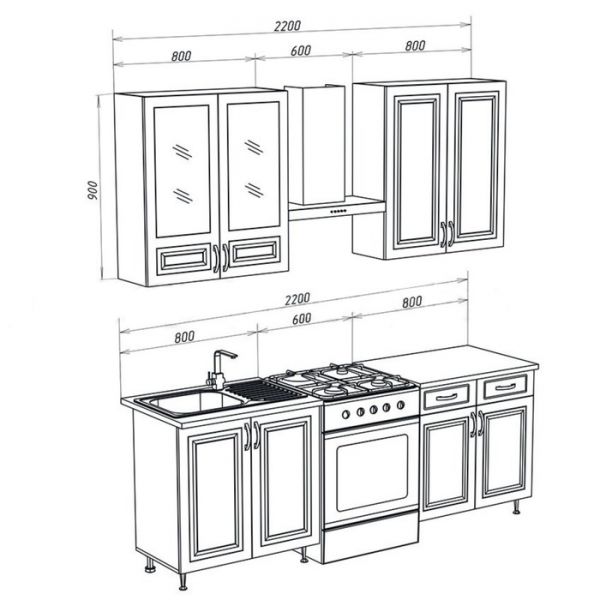 Кухонный гарнитур 1600 Констанция МДФ, Белый/Синий ультрамарин