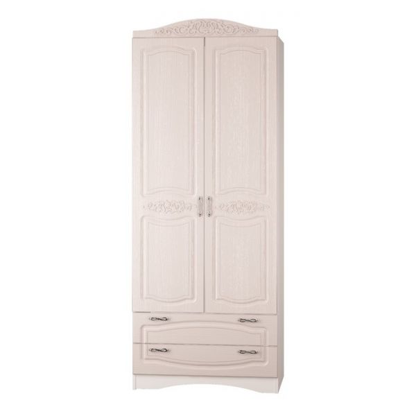 Шкаф 2-х дверный с 2-мя ящиками Виола-2, 900х573х2294, Белый/Ясень жемчужный