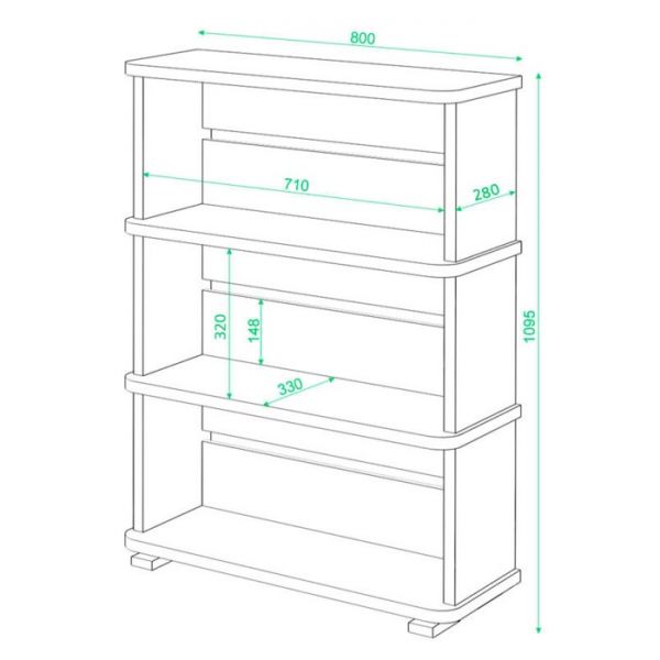 Стеллаж, 800 ? 330 ? 1100 мм, цвет белый жемчуг