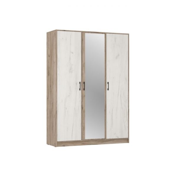 Шкаф 3-х створчатый с зеркалом Соната 1500х500х2100 Дуб крафт серый/Дуб крафт белый