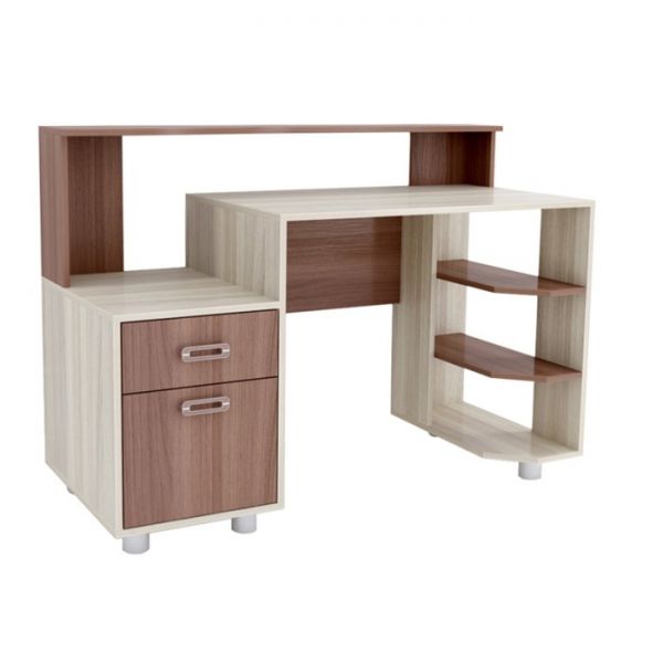 Стол компьютерный Альянс 4, 1280х550х910, Бодега светлый/Темный