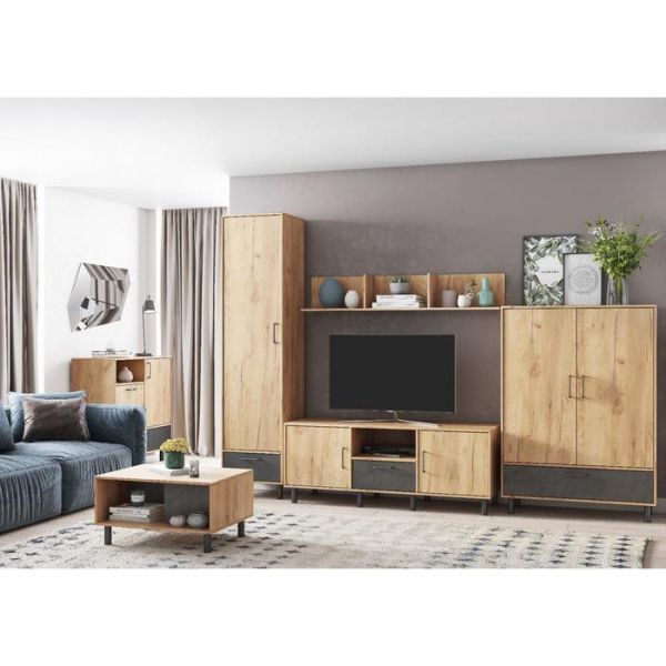 Шкаф навесной ЛОФТ с ящиком  ШН-1 500х350х1300 Дуб Бунратти/ Малави