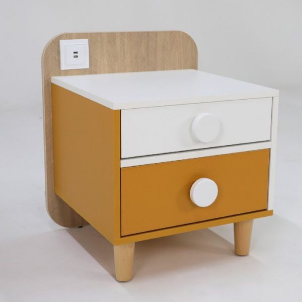 Тумба прикроватная Манго-5 500х460х580 белый/охра/палермо