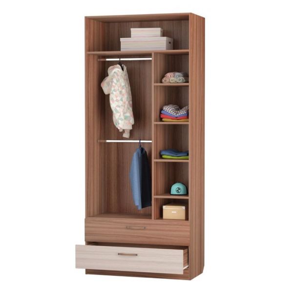 Шкаф для одежды с ящиками "Вояж", 901х446х2136 мм, ясень тёмный, ясень светлый