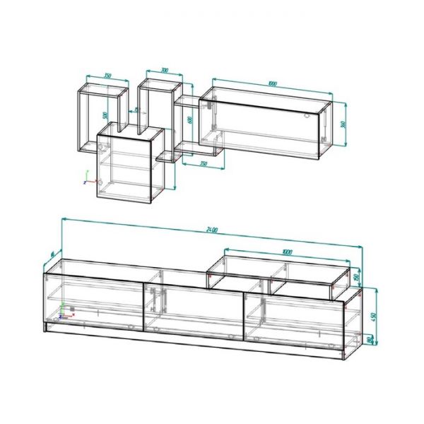 Гостиная Мадера 2400, Белый ЛДСП
