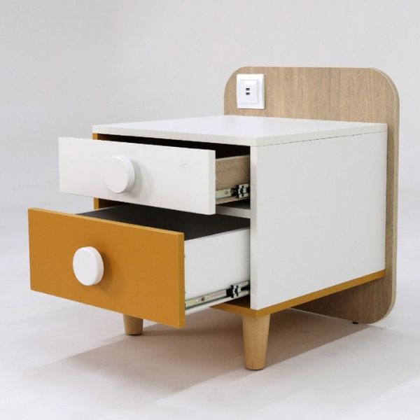 Тумба прикроватная Манго-5 500х460х580 белый/охра/палермо