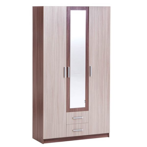 Шкаф Аура 3-х створчатый с ящиками, 2220х1200х500, ясень шимо тёмный/светлый