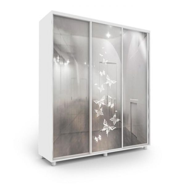 Шкаф-купе Дивный зеркало Бабочки Белый 1800х600х2300
