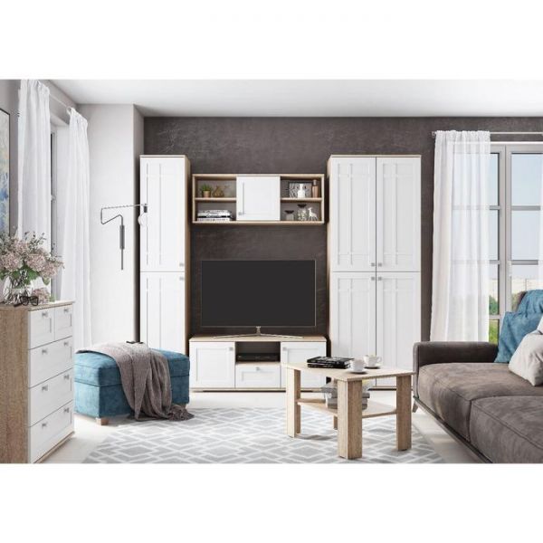 Тумба ТВ-19 РИВЬЕРА 1200х520х470 фасады ПВХ Белый/корпус Дуб Сонома