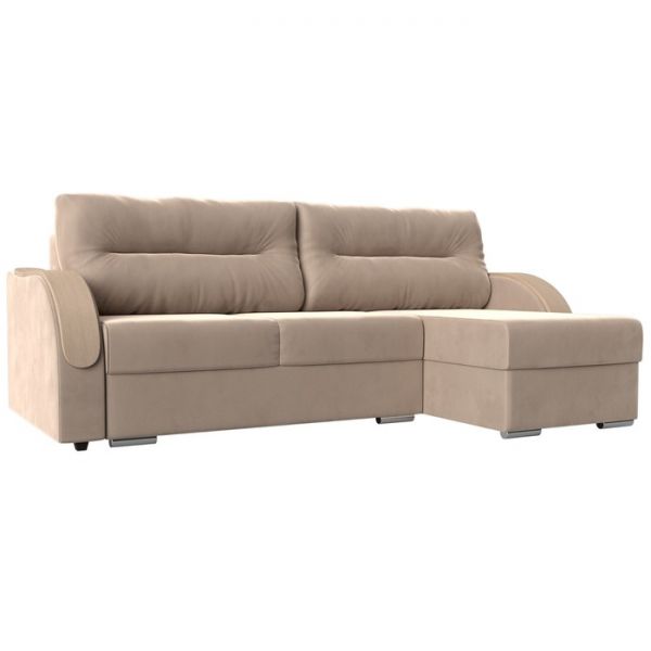 Угловой диван «Дарси», механизм еврокнижка, велюр, цвет бежевый