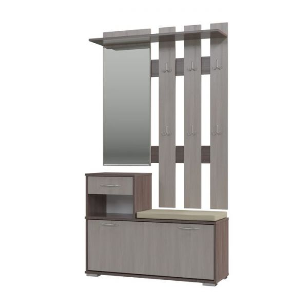 Вешалка с зеркалом ЛИРА 1000*280*1350 Бодега темный/светлый