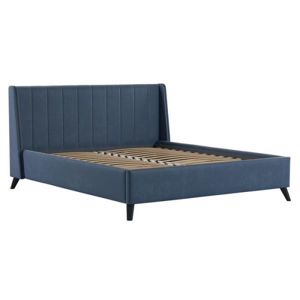 Кровать Мелисса 1600*2000, ортопедическое осн+ПМ, Серо-синий