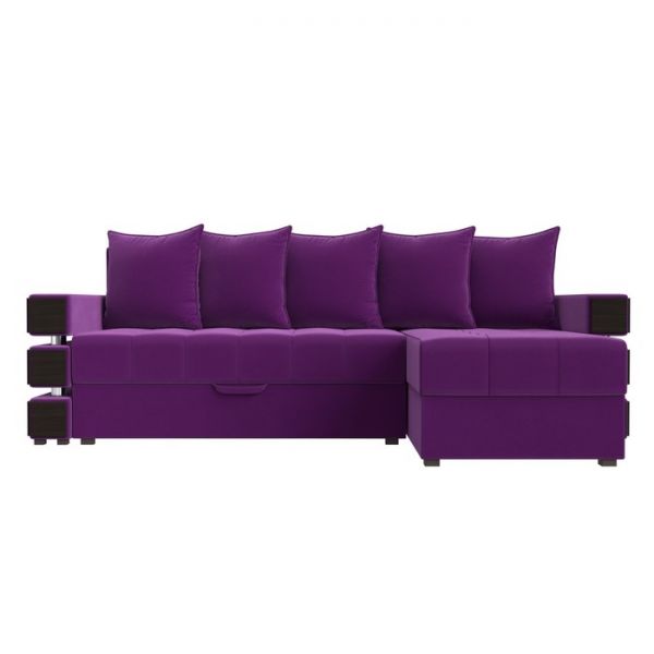Угловой диван «Венеция», механизм еврокнижка, микровельвет, цвет фиолетовый
