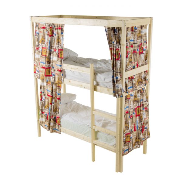 Двухъярусная кровать c каркасом для штор, 70 ? 190 см, цвет сосна