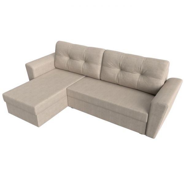 Угловой диван «Амстердам лайт», еврокнижка, правый угол, рогожка, цвет бежевый