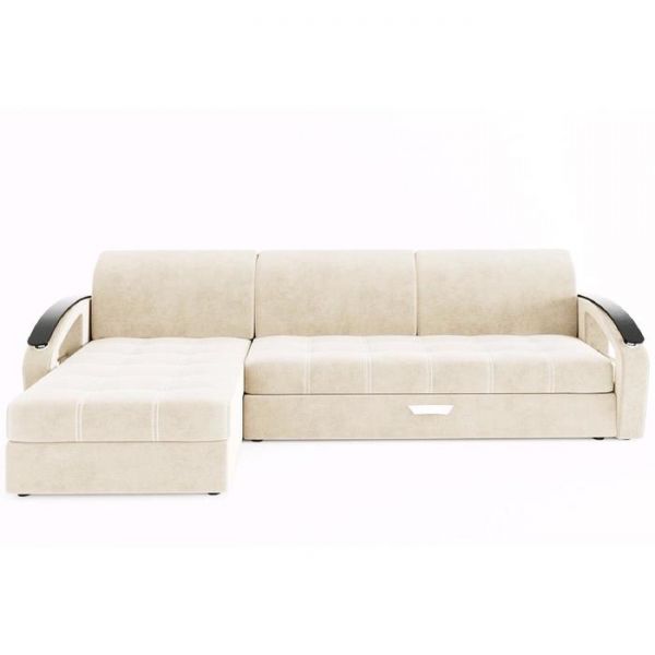 Угловой диван «Дубай», угол левый, еврокнижка, МДФ венге, цвет селфи 01, подушки селфи 03