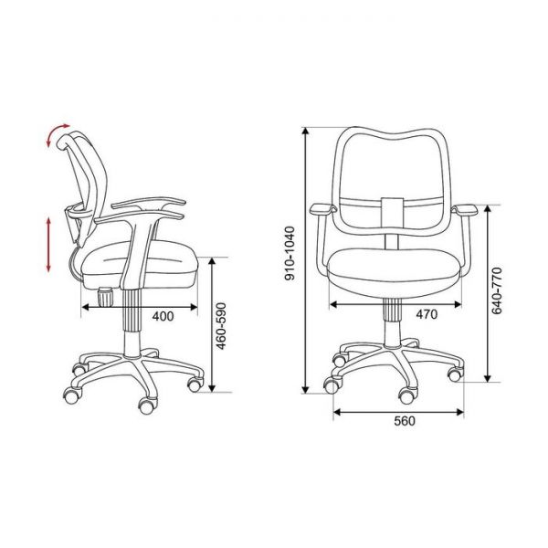 Кресло Бюрократ, с подлокотникам, синий, спинка сетка, белый пластик, CH-W797/BL/TW-10