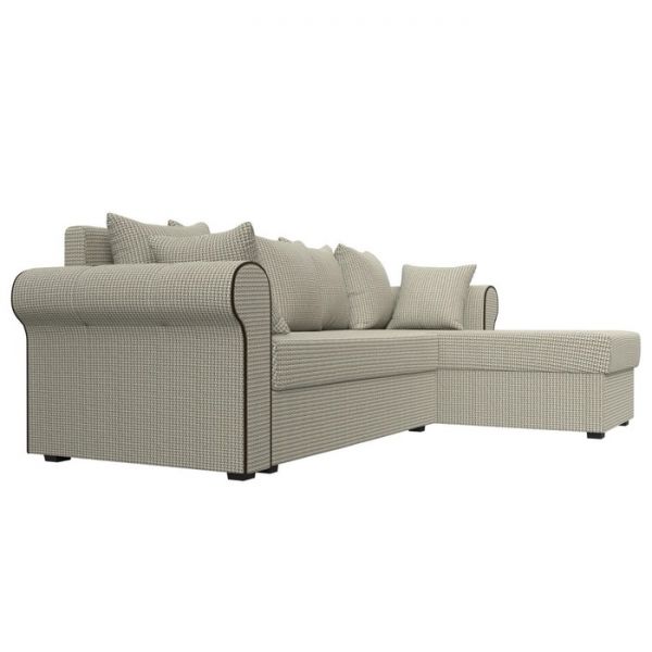 Угловой диван «Рейн», механизм еврокнижка, угол правый, рогожка, корфу 02 /кант коричневый