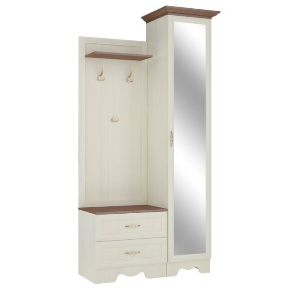 Шкаф однодверный с полками Латте 1 2134х476х456 с зеркалом Бодега cветлый /Орех Донской