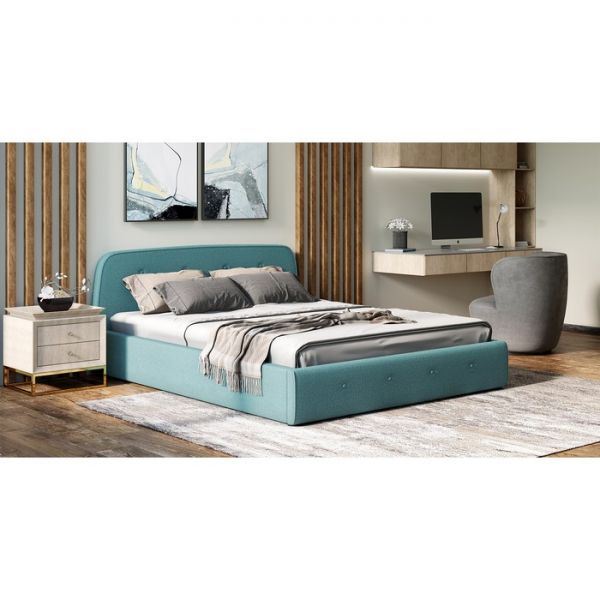 Кровать Илона, 1600х2000, ортопедическое осн+ПМ, Шерлок/Бирюзовый