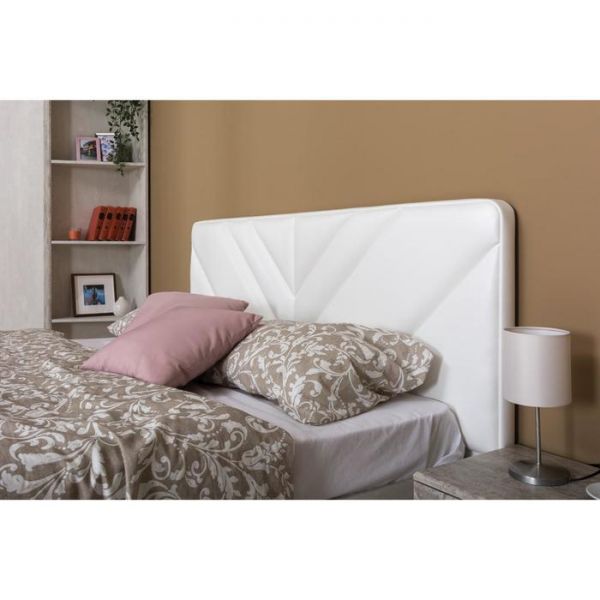 Кровать Амели 11.16 с ортопед.осн. и ПМ, 1800х2150х1020, Шелковый камень/Кожзам белый