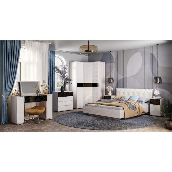 Шкаф угловой Кимберли 801х801х2176 ясень белый/белый глянец