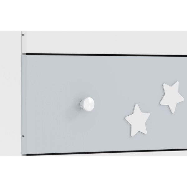 Комод Лилу, Слоники, 820x460x816, Белый/Серая эмаль