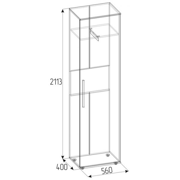 Шкаф для одежды и белья Nature 71, 560 ? 400 ? 2113 мм, цвет дуб табачный craft