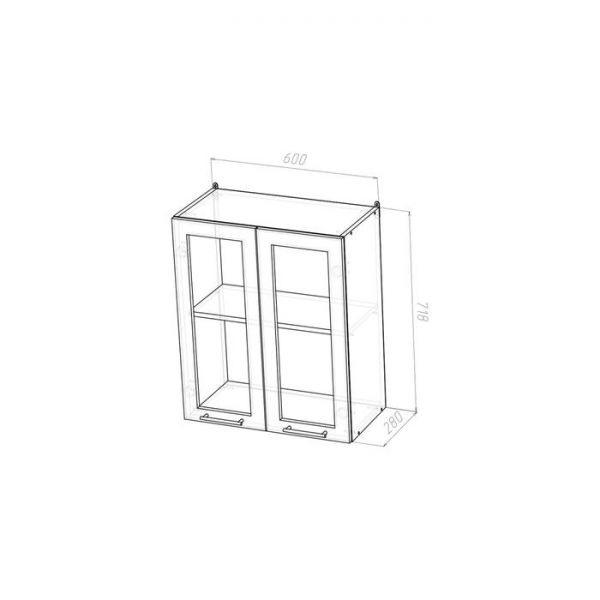 Шкаф навесной Кира 600х300х720 2 дверцы со стеклом  венге/Квадро шимо темный