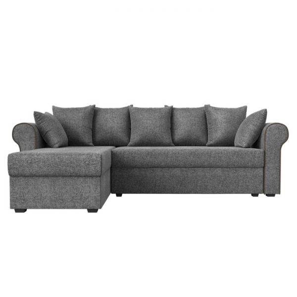 Угловой диван «Рейн», механизм еврокнижка, угол правый, рогожка, цвет серый / кант бежевый