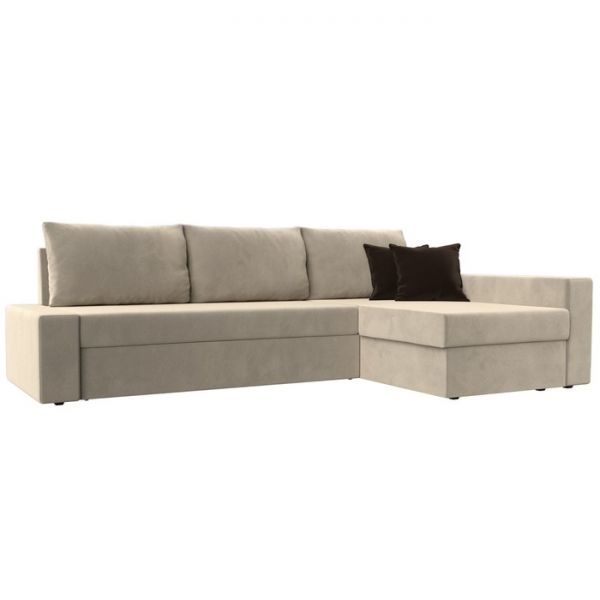 Угловой диван «Версаль», механизм дельфин, микровельвет, цвет бежевый