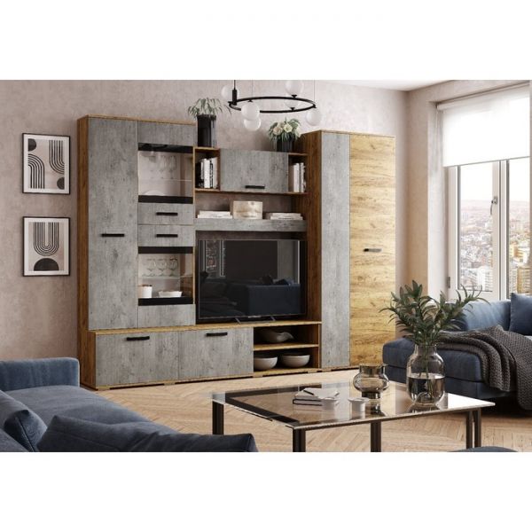 Гостиная Трамп 2800х460х1860 крафт/метрополитан грей