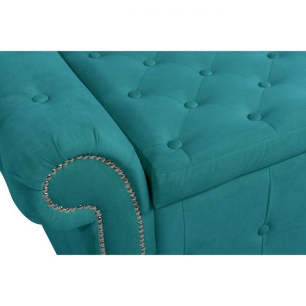 Банкетка Кеми 1370х470х580 Велюр Бирюзовый