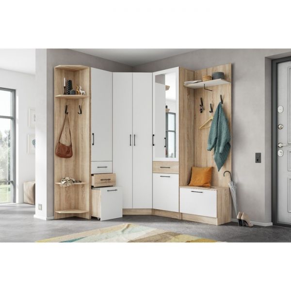 Пенал с пуфиком Денвер 400х380х2150 дуб сонома/Белый