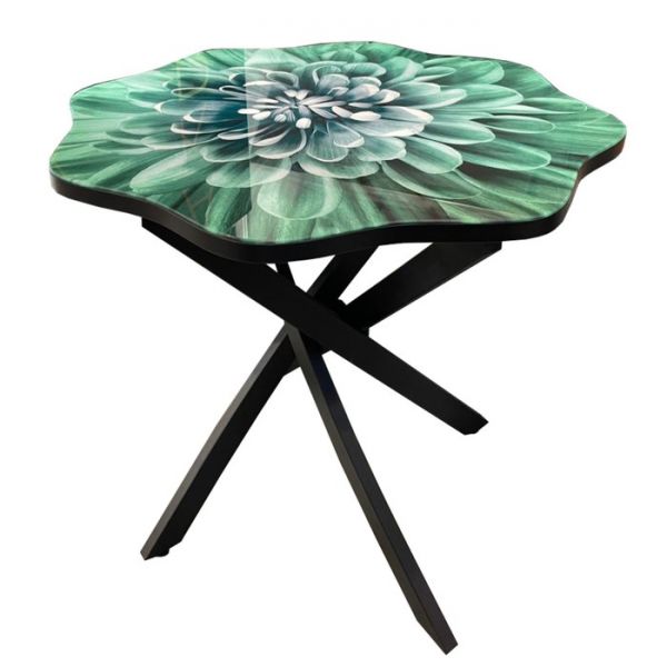 Обеденный стол «Гербера», 800 ? 800 ? 750 мм, опора «ёж», цвет чёрный / цветок