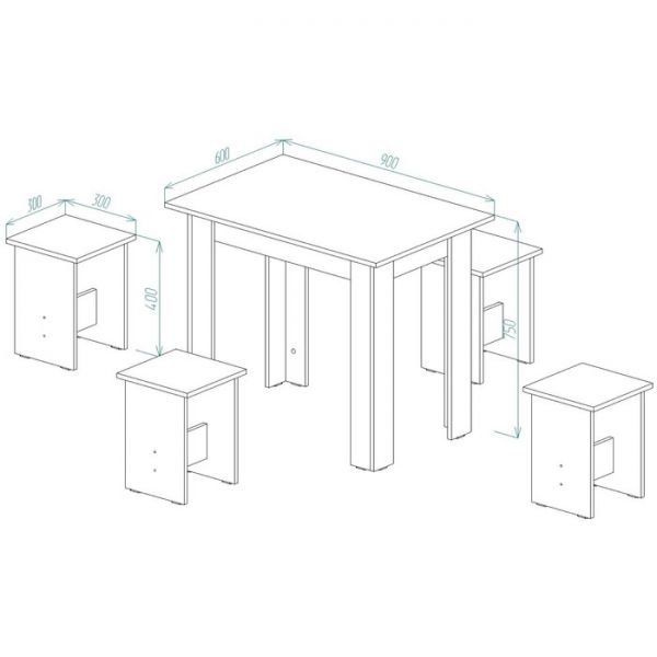 Обеденная группа ОГ-1 750х900х600 Ясень Шимо Темный