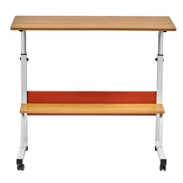 Стол многофункциональный Isola, 800 ? 400 ? 660(900) мм, с полкой, светлое дерево, белый