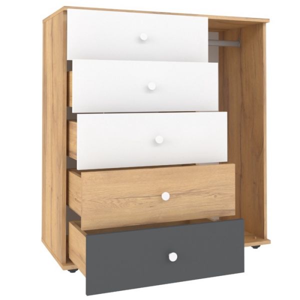 Комод «Лойс 87», 950 ? 445 ? 1048 мм, цвет дуб золотистый / белый / графит